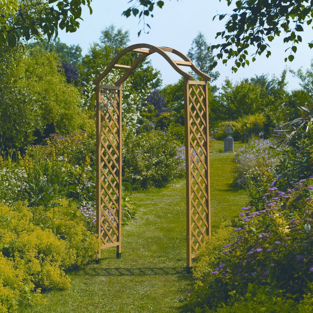 Sunnydaze Wooden Garden Arbor Walkway Wedding Arch Garden Accent