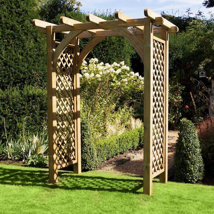 Sunnydaze Wooden Garden Arbor Walkway Wedding Arch Garden Accent