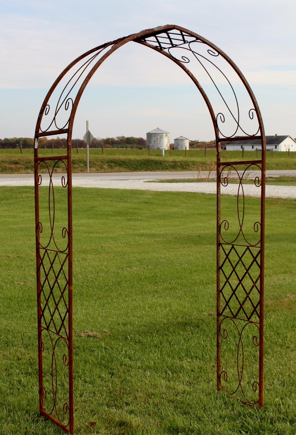 Wrought Iron Mission Flower Metal Arbor
