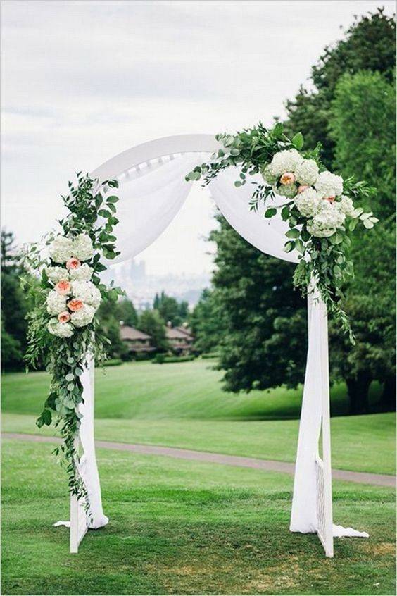 White Metal Garden Arch Archway Wedding Ceremony Flower Decorations