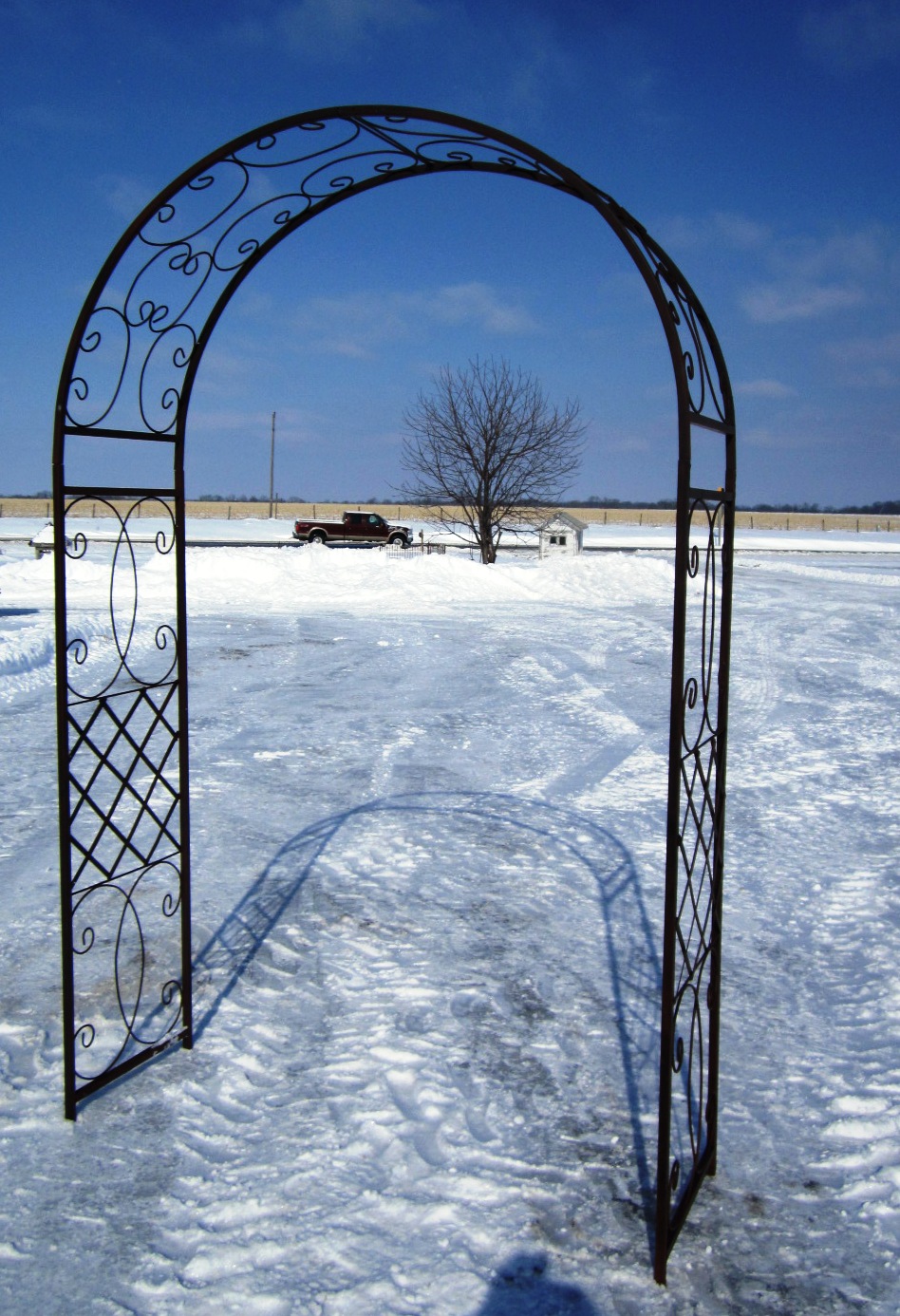Bentley Garden Wrought Iron Garden Arch Outdoor Archway White Black