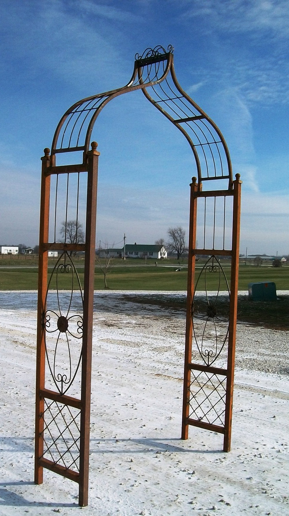Large Cream French Provincial Wrought Iron Garden Arch