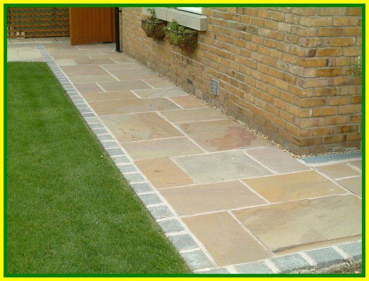 Paving And Slate Chip Path Large Backyard Landscaping