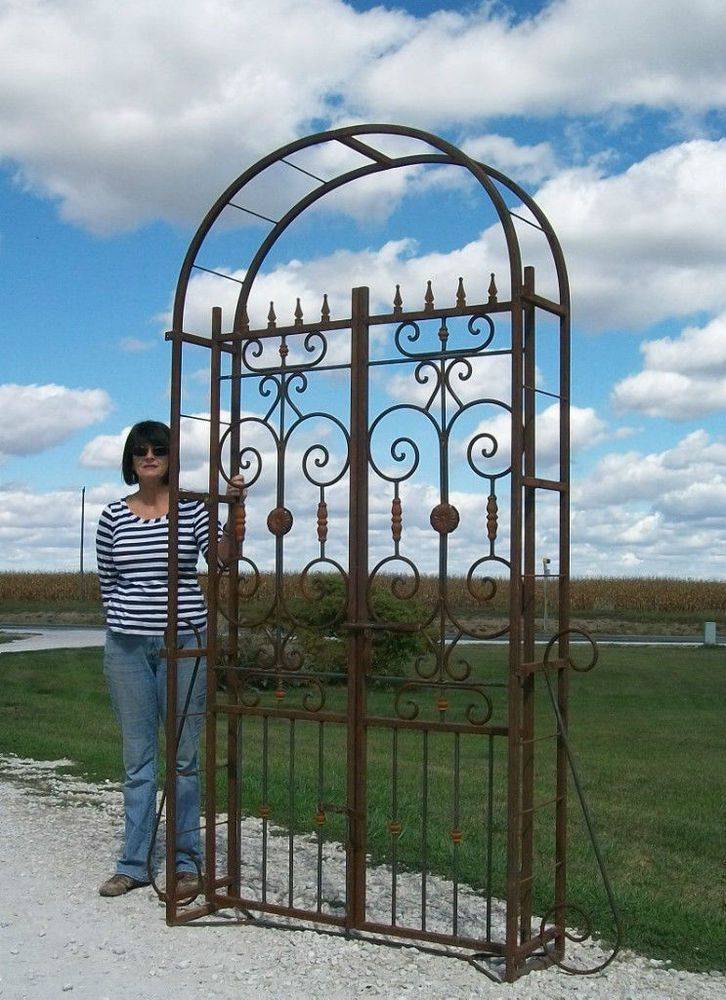Wrought Iron Garden Arch Gate Combination Arbor Trellis