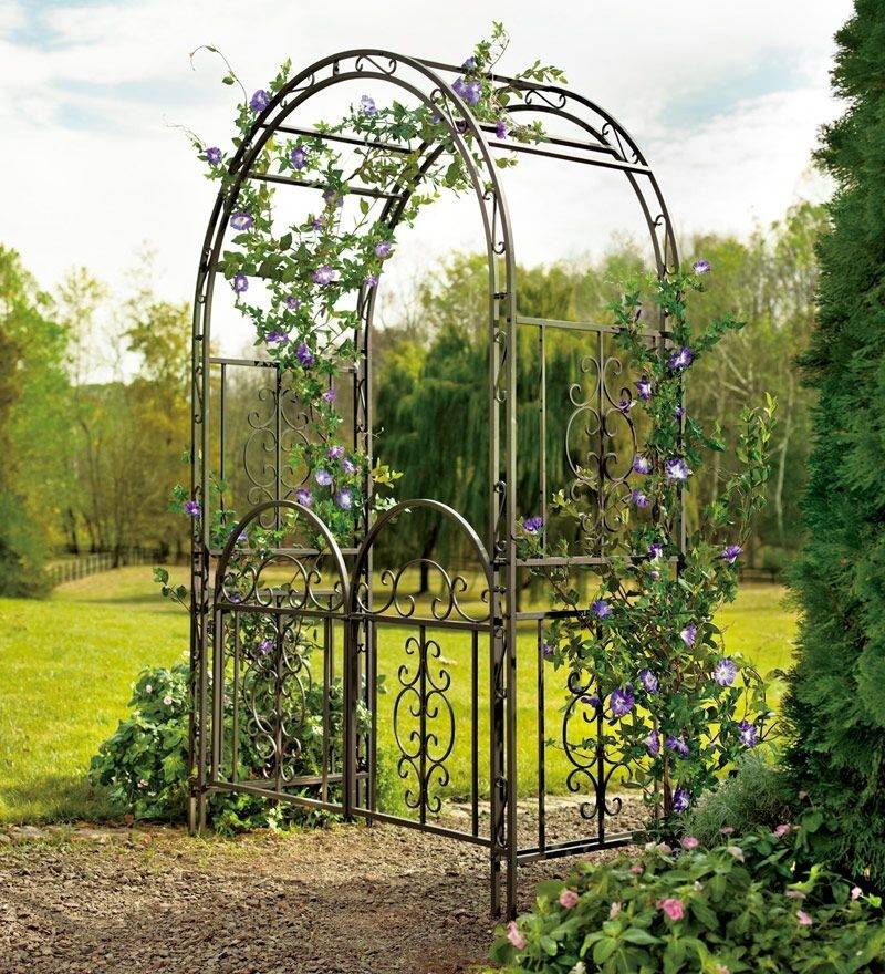 Wrought Iron Skyview Arbor Trellis Flower Arch