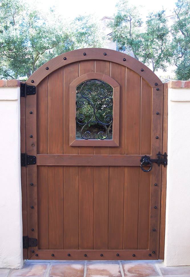 Double Arched Framed Redwood Gates