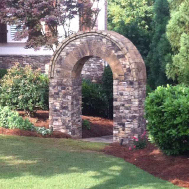 Old Stone Garden Arch And Small Garden Pond Garden Stones Garden Arch
