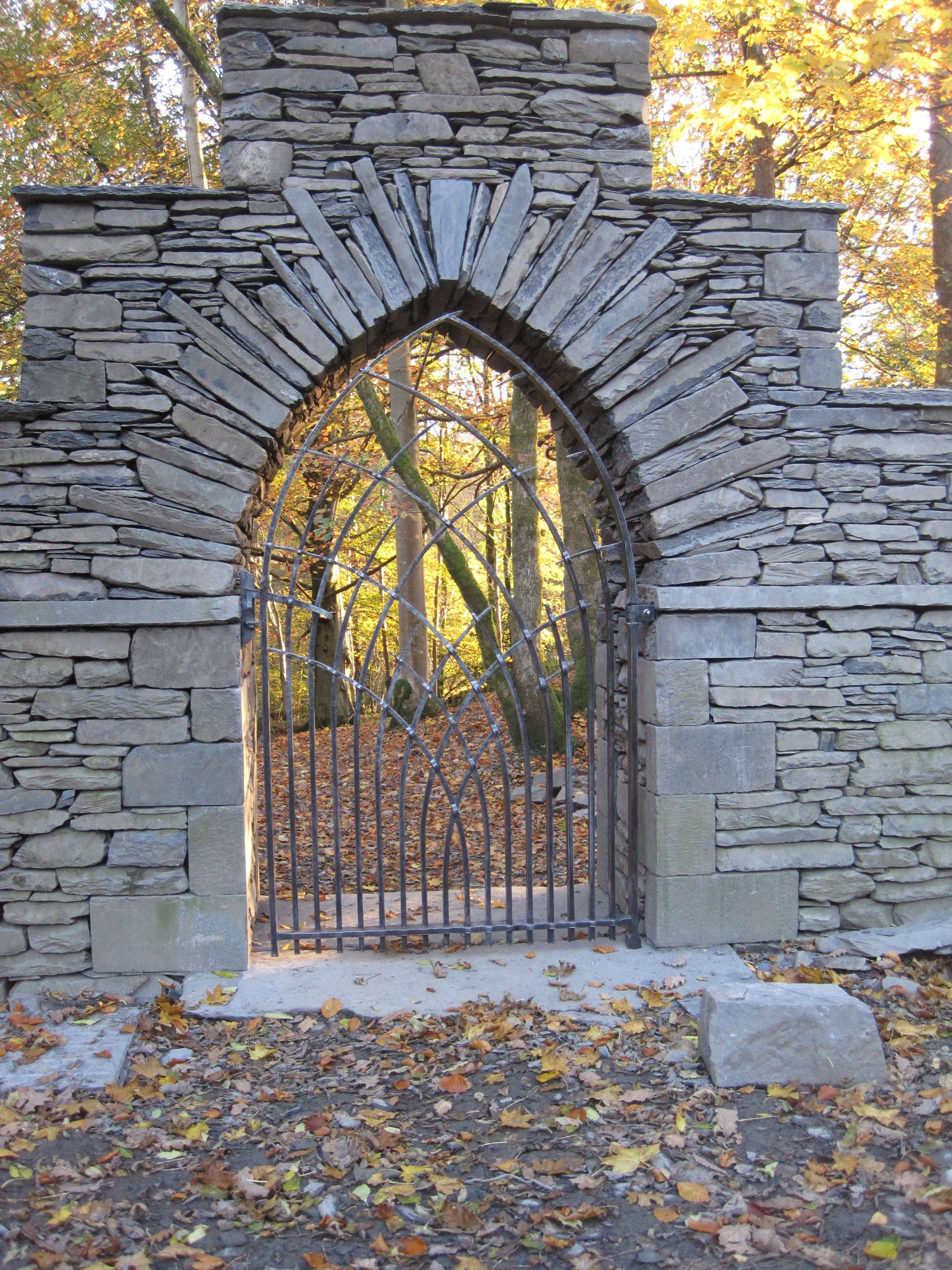 Old Stone Garden Arch And Small Garden Pond Garden Stones Garden Arch