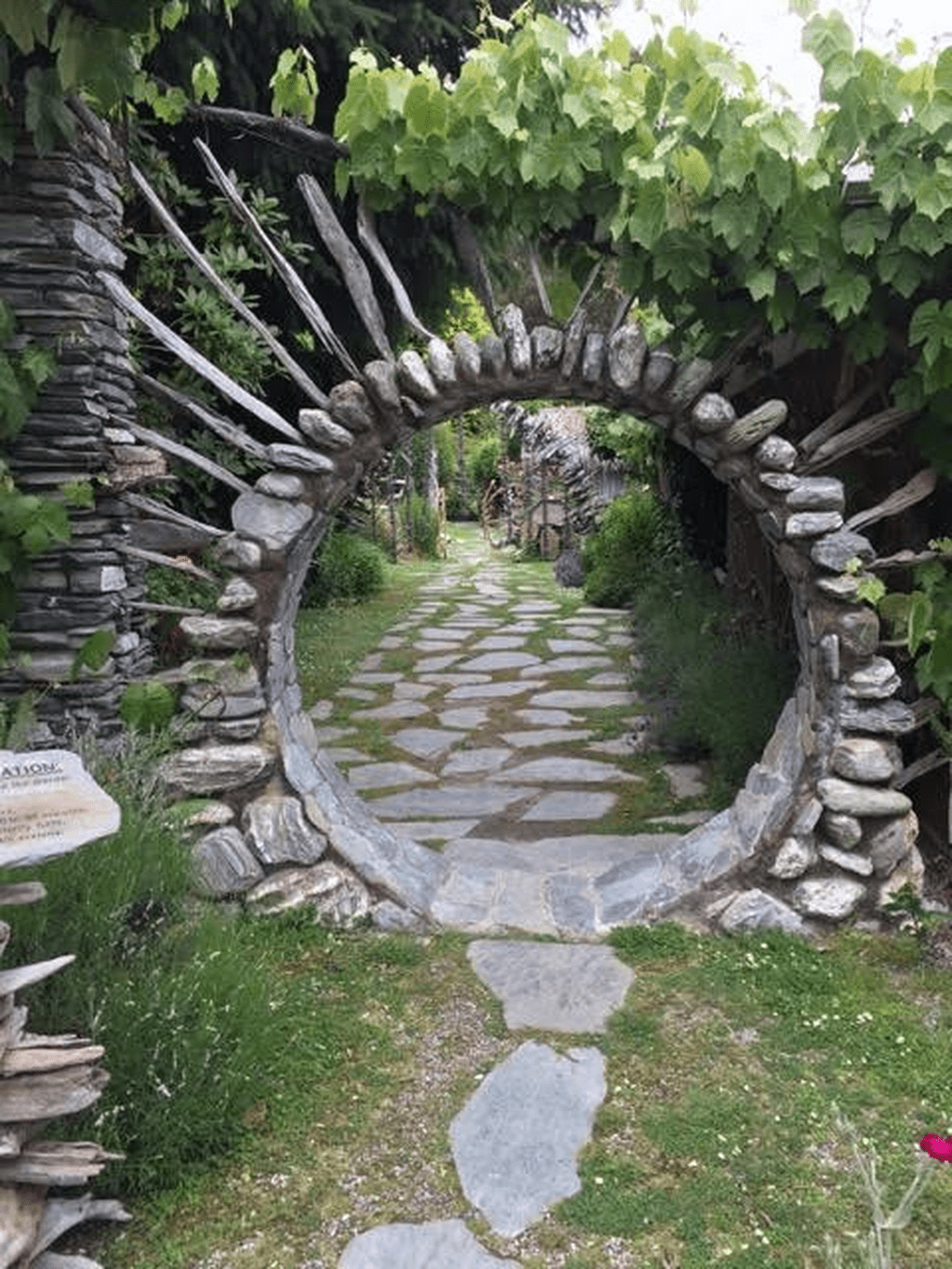 Stone Helix Garden Arch Stone