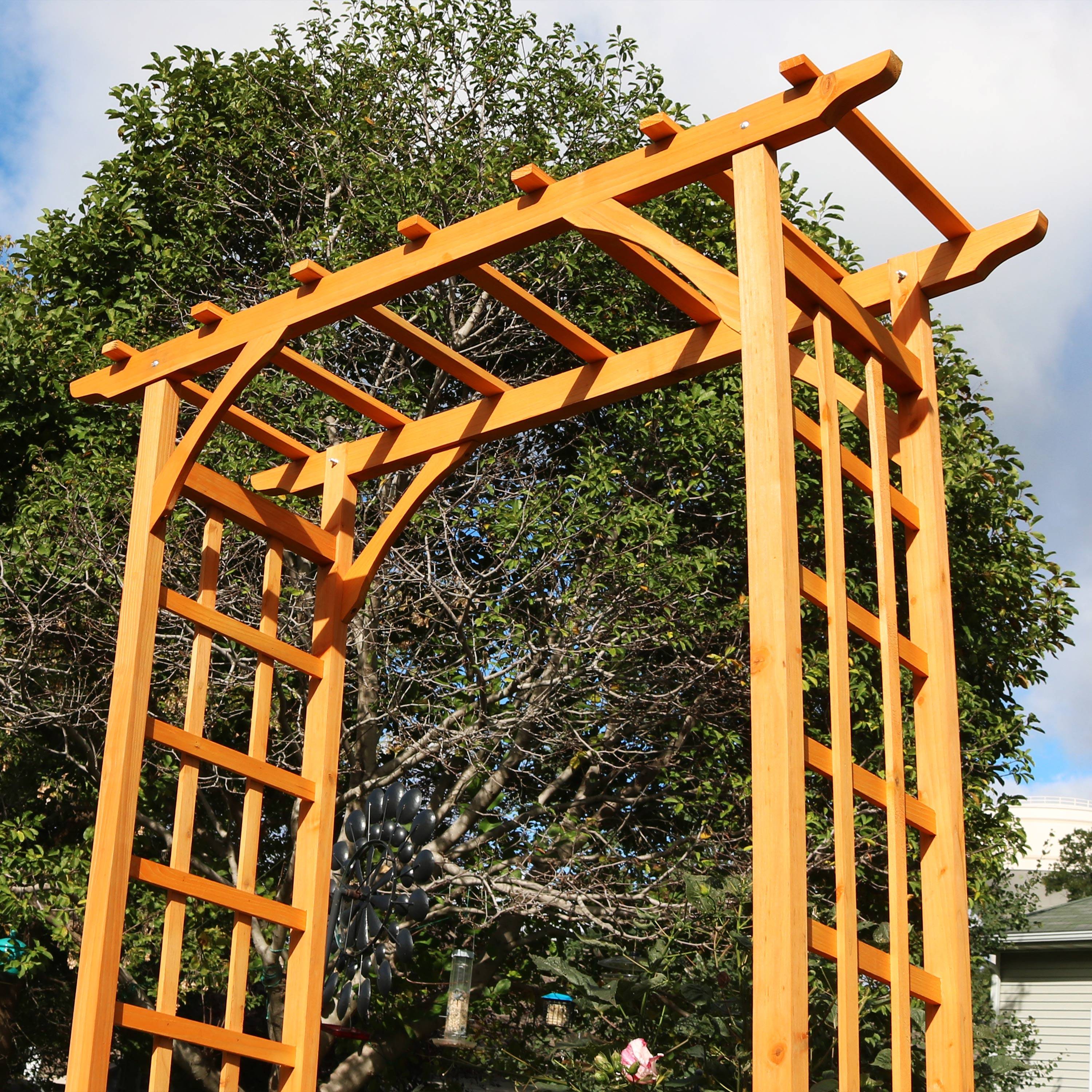 Arbor Over Ft High Wooden Garden Arch Trellis Pergola Outdoor Patio Plant