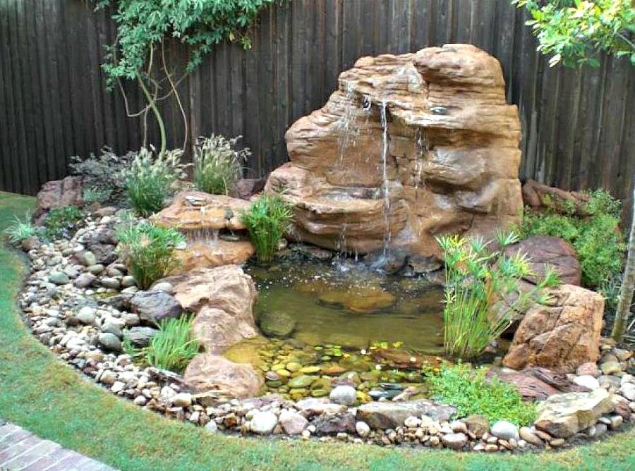 Plant Patio Pond Waterfall Small Backyard Ideas Fish