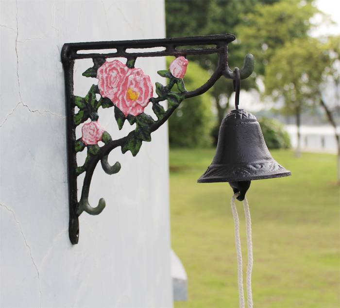 Cast Iron Welcome Dinner Bell Old Key Antique Retro Rustic Hanging