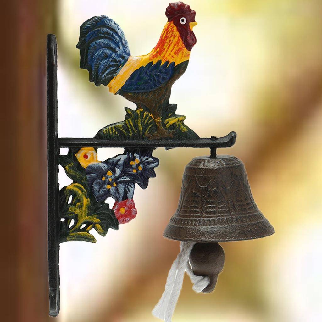 Beautiful Colorful Metal Cast Iron Rooster Door Bell