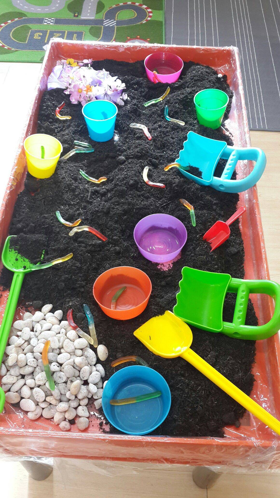 Garden Sensory Bin Black Beans
