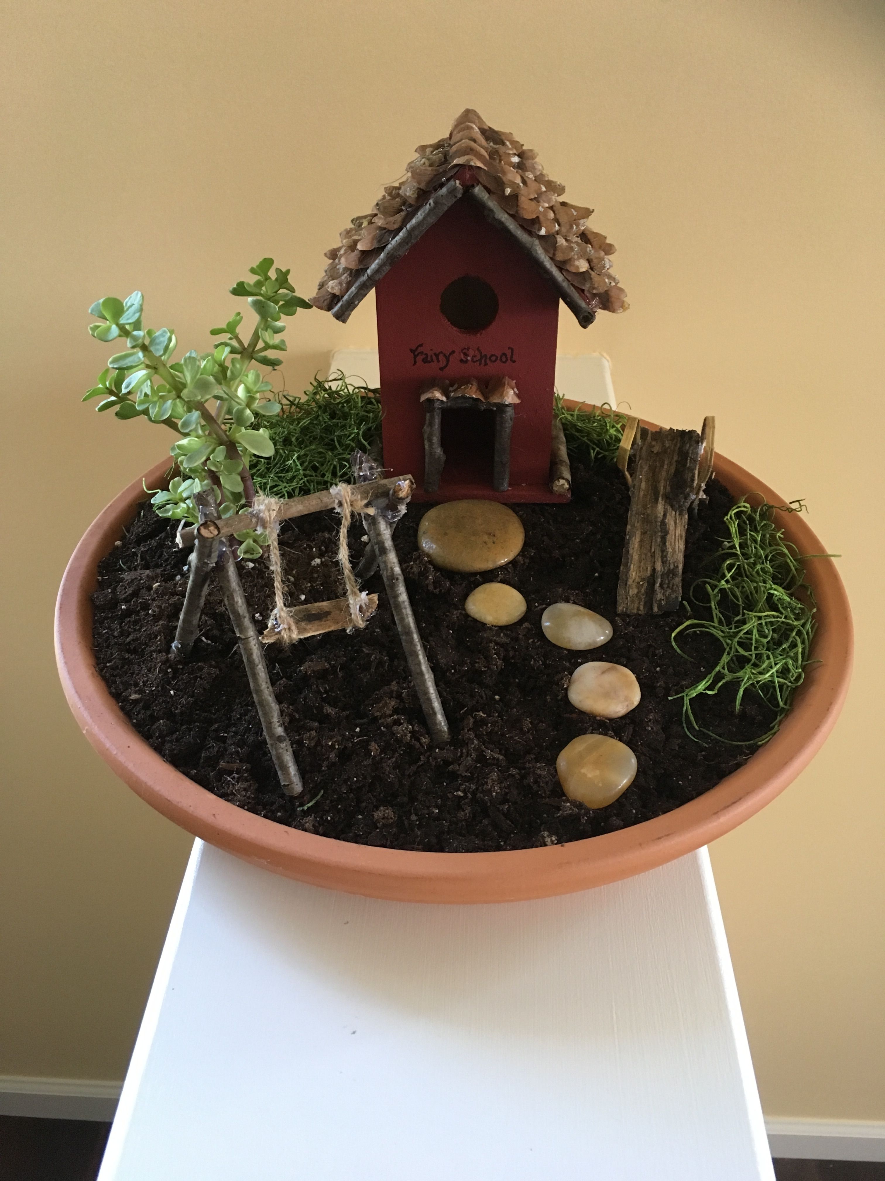 Fairy Garden Miniature Flight School Cottage House Ooak