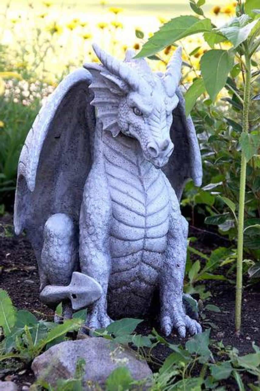 Weather Large Handcarved Wooden Dragon Garden Art