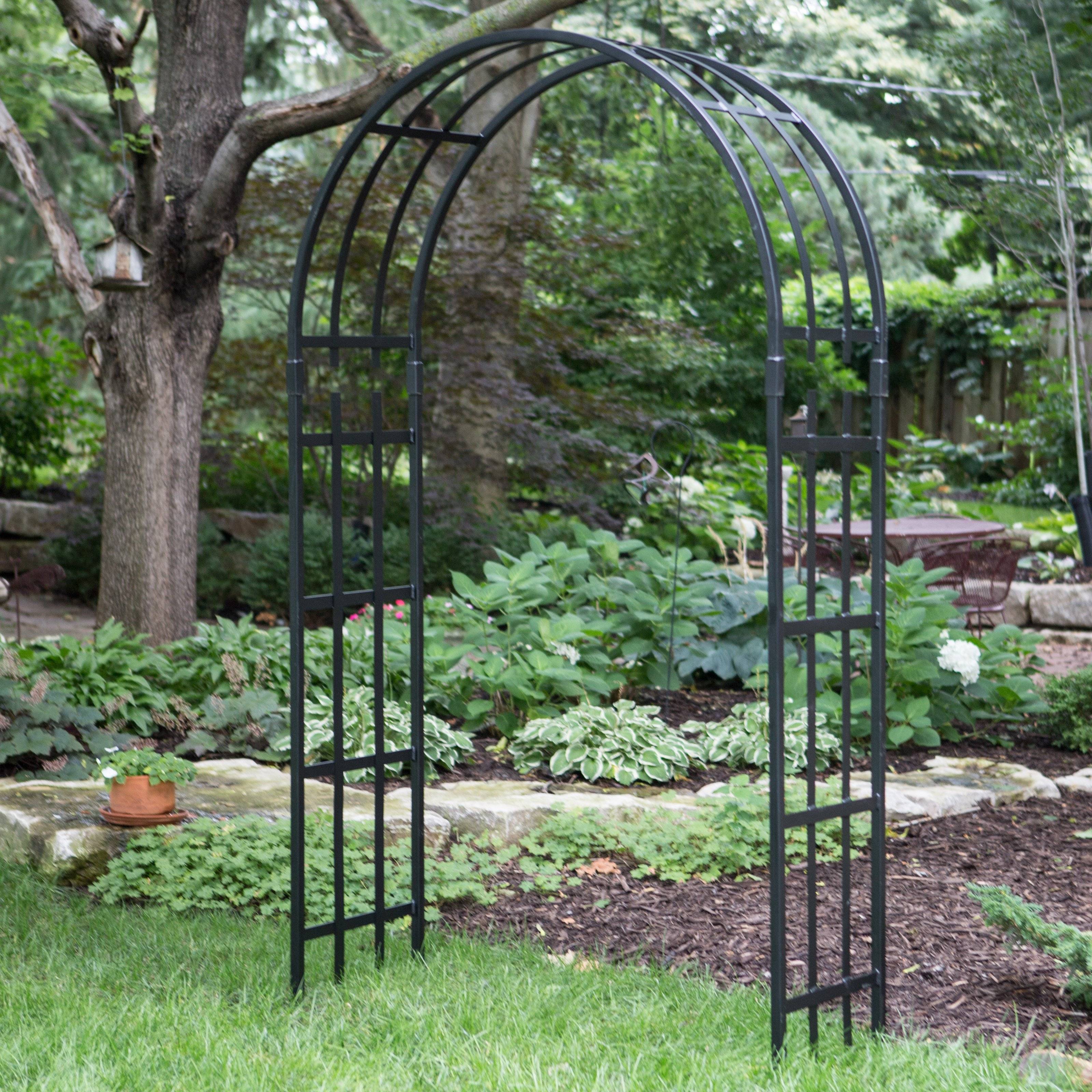 Black Metal Arched Trellis Over Garden Buy Image