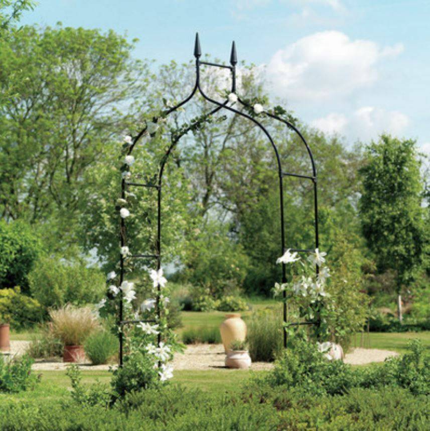 Wrought Iron Skyview Arbor Trellis Flower Arch