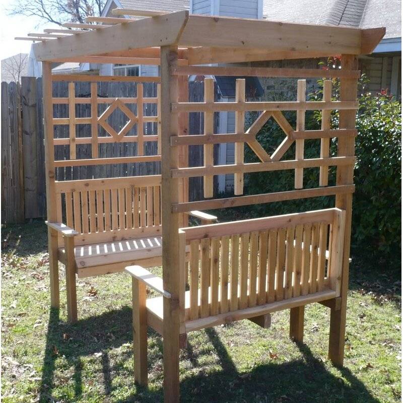 Millwood Pines Colby Cedar Trellis Arbor Garden Bench