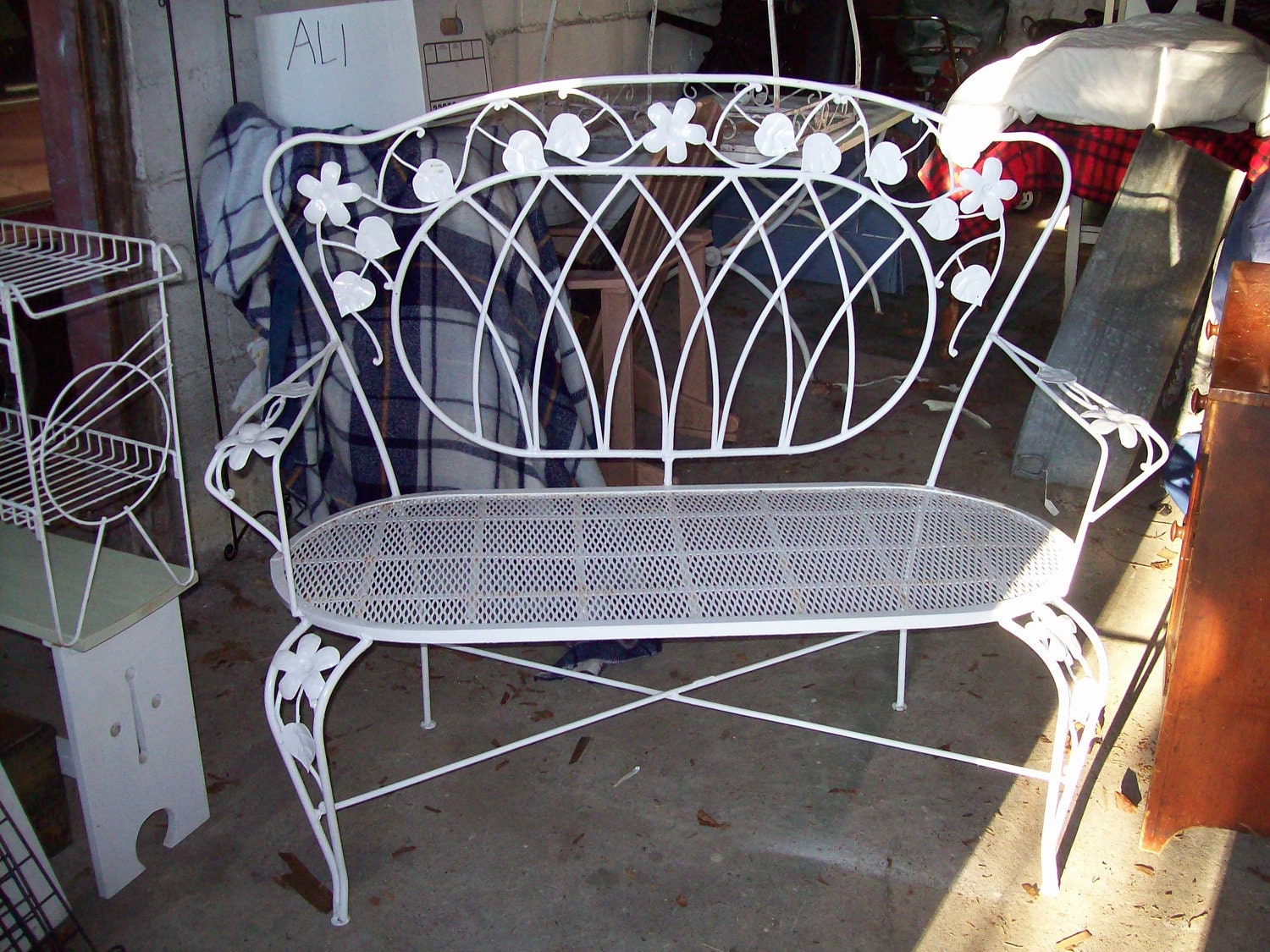White Wroughtiron Garden Bench