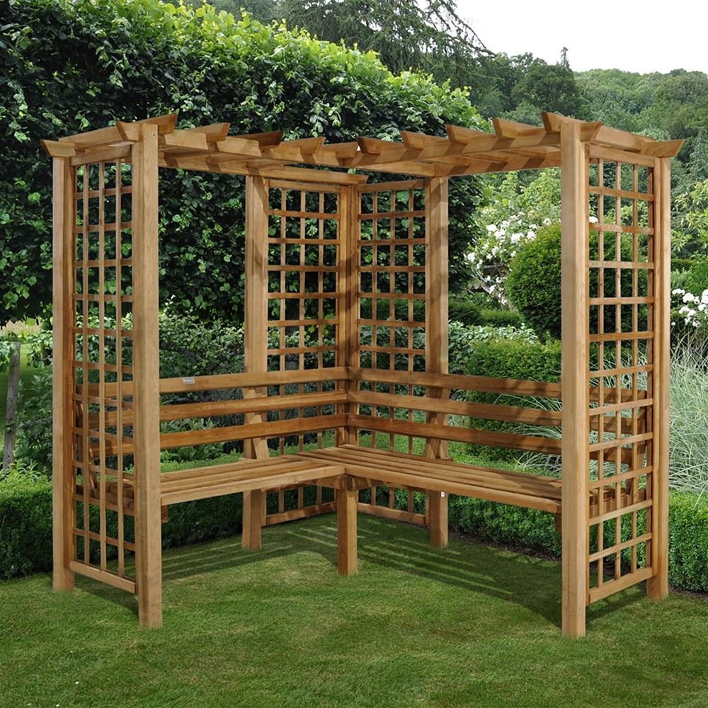 Corner Bench Arbor Primitive Outdoor Furniture