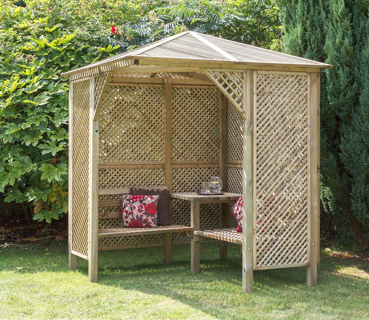 Wooden Pergola Arbour Garden Arch Corner Bench