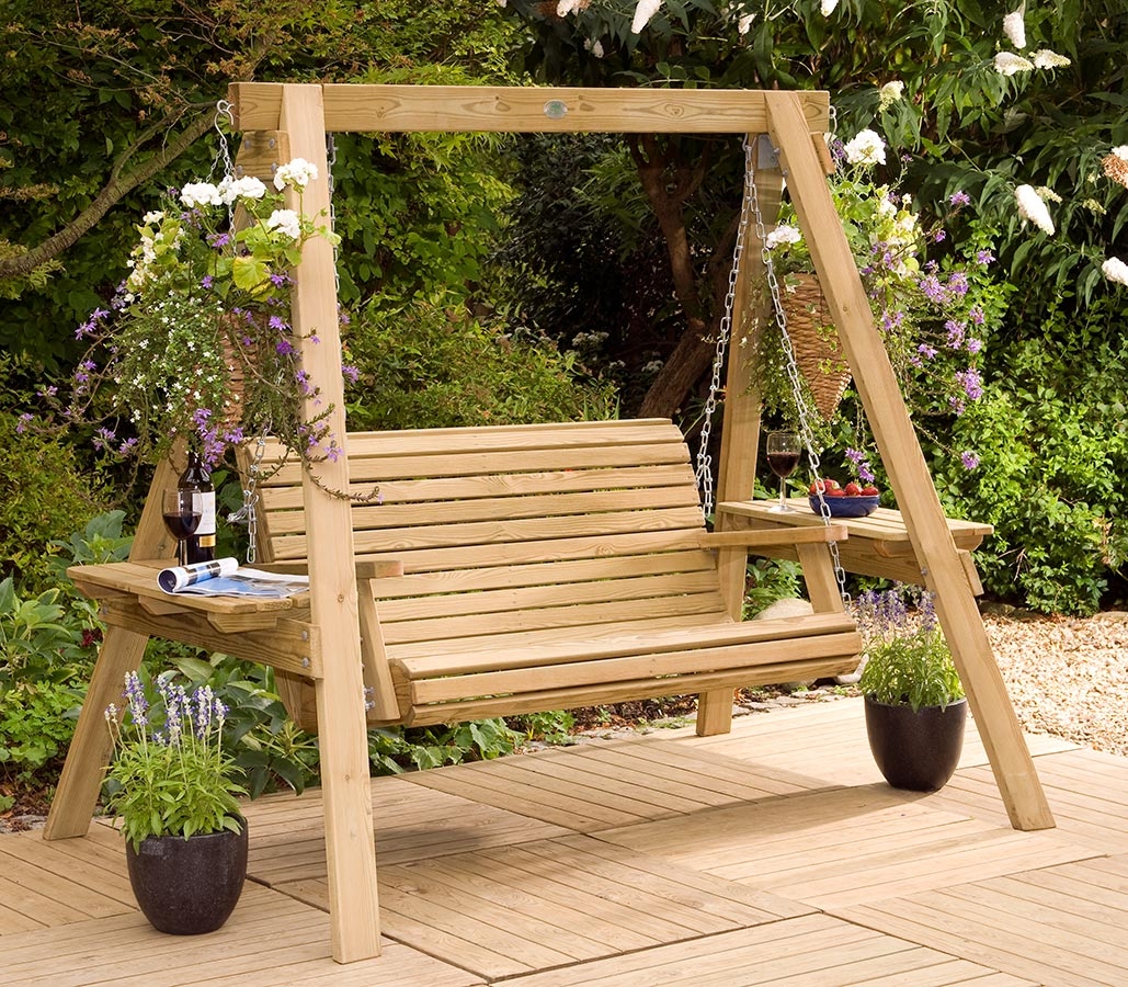 Outdoor Two Seater Wooden Garden Swing