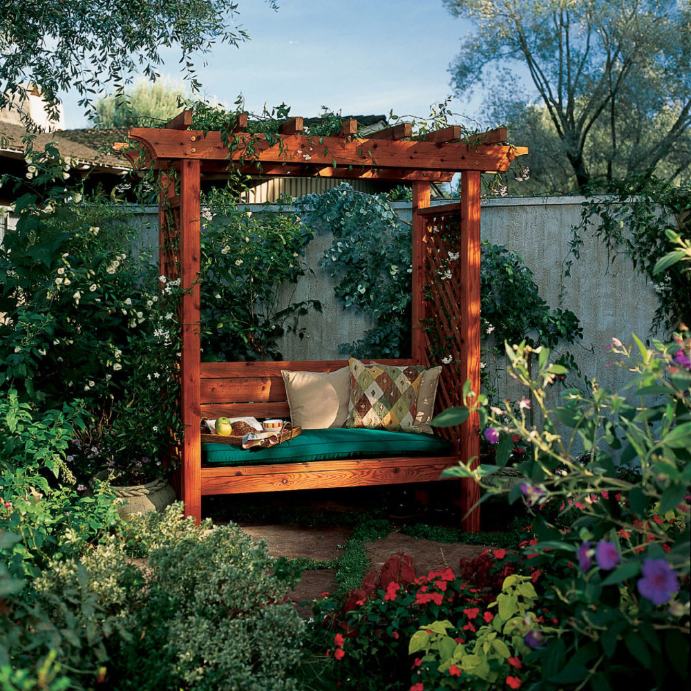 Wooden Pergola Arbour Garden Arch Corner Bench