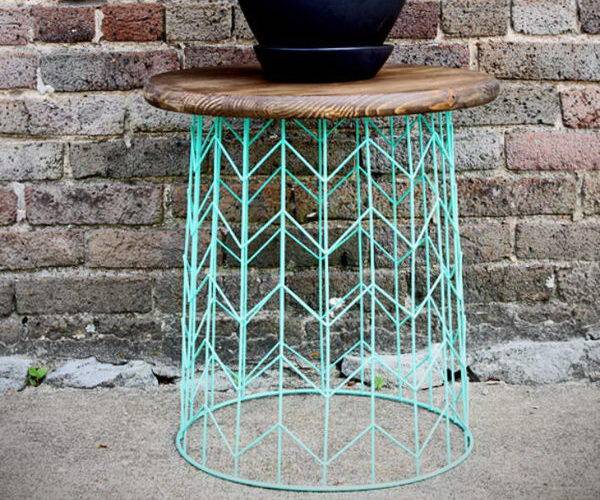 Ocean Mosaic Black Iron Outdoor Accent Table