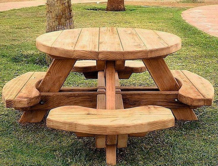 Large Round Wooden Garden Table