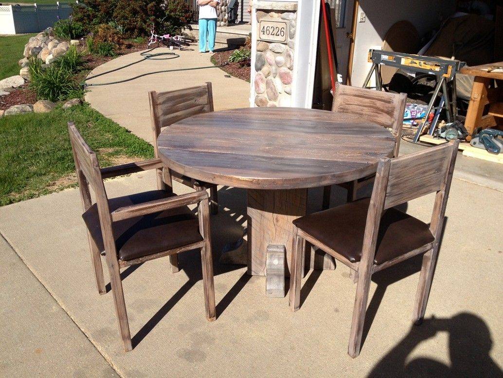 Small Circular Wooden Garden Table