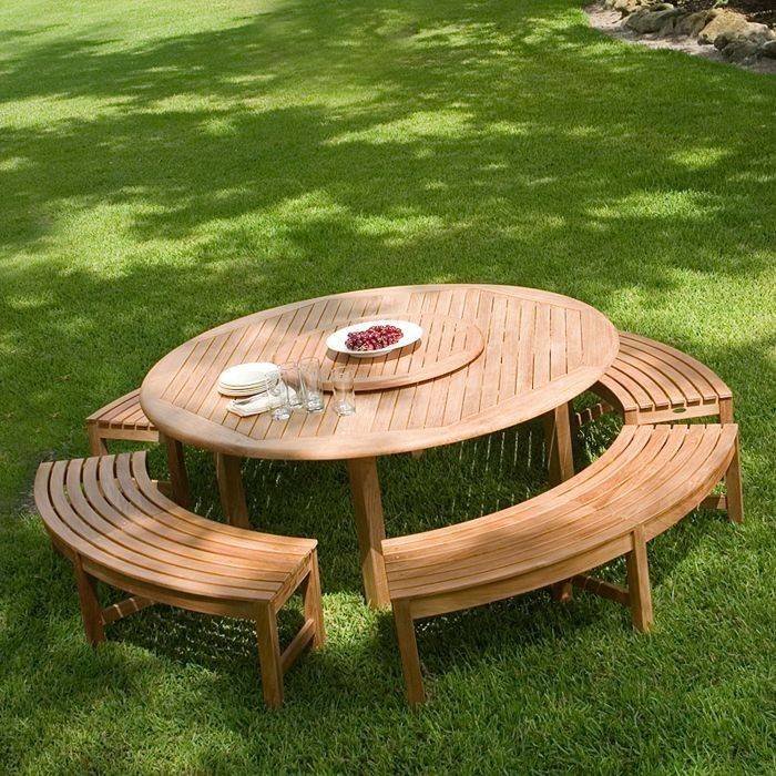 Outdoor Round Wooden Picnic Tables