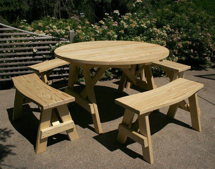 Round Patio Tables Cedar Picnic Outdoor Decorations