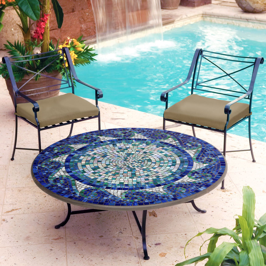 Mosaic Patio Table Outdoor Wood Table