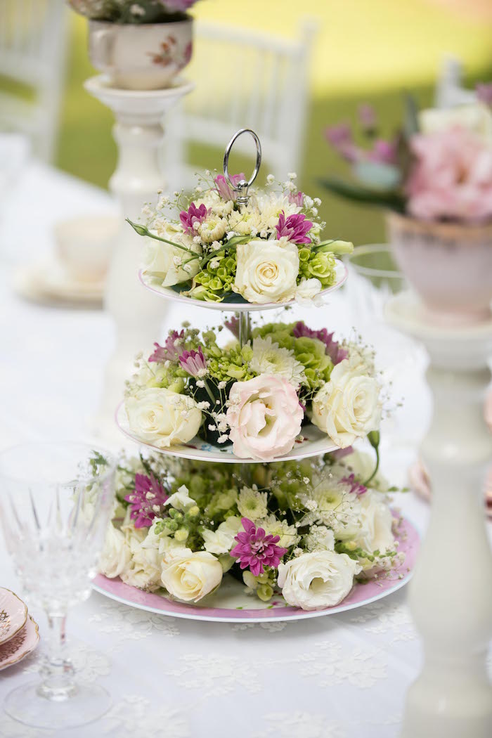 Tea Party Floral Teapot Centerpiece