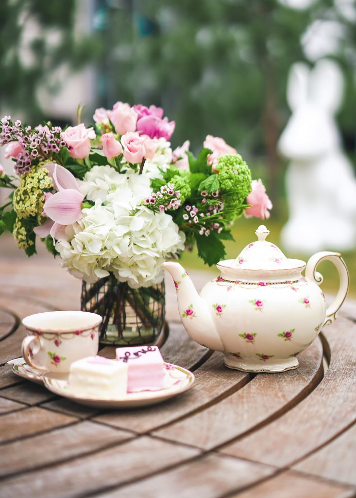 Tea Party Floral Teapot Centerpiece