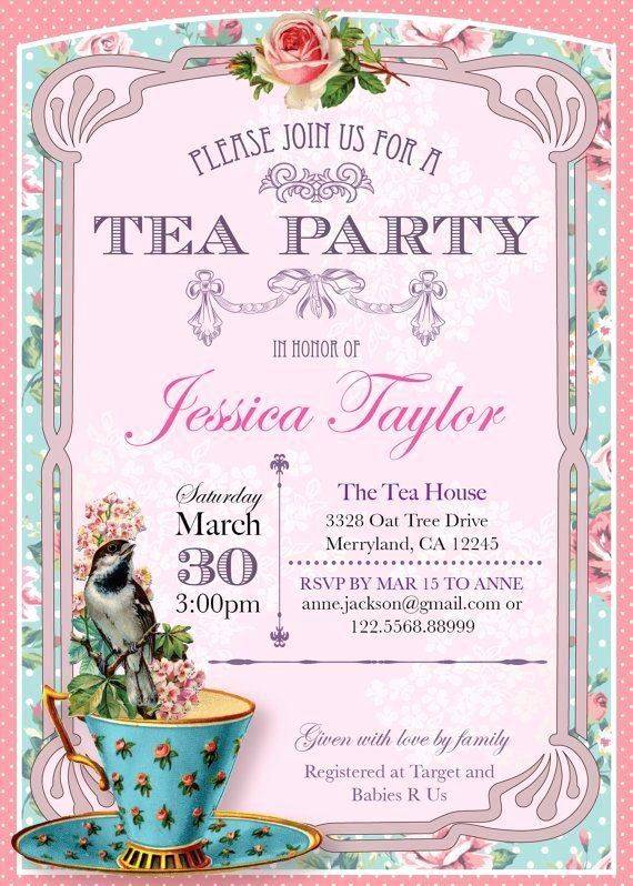 Rustic Garden Birthday Party Invitation Garden Tea Party
