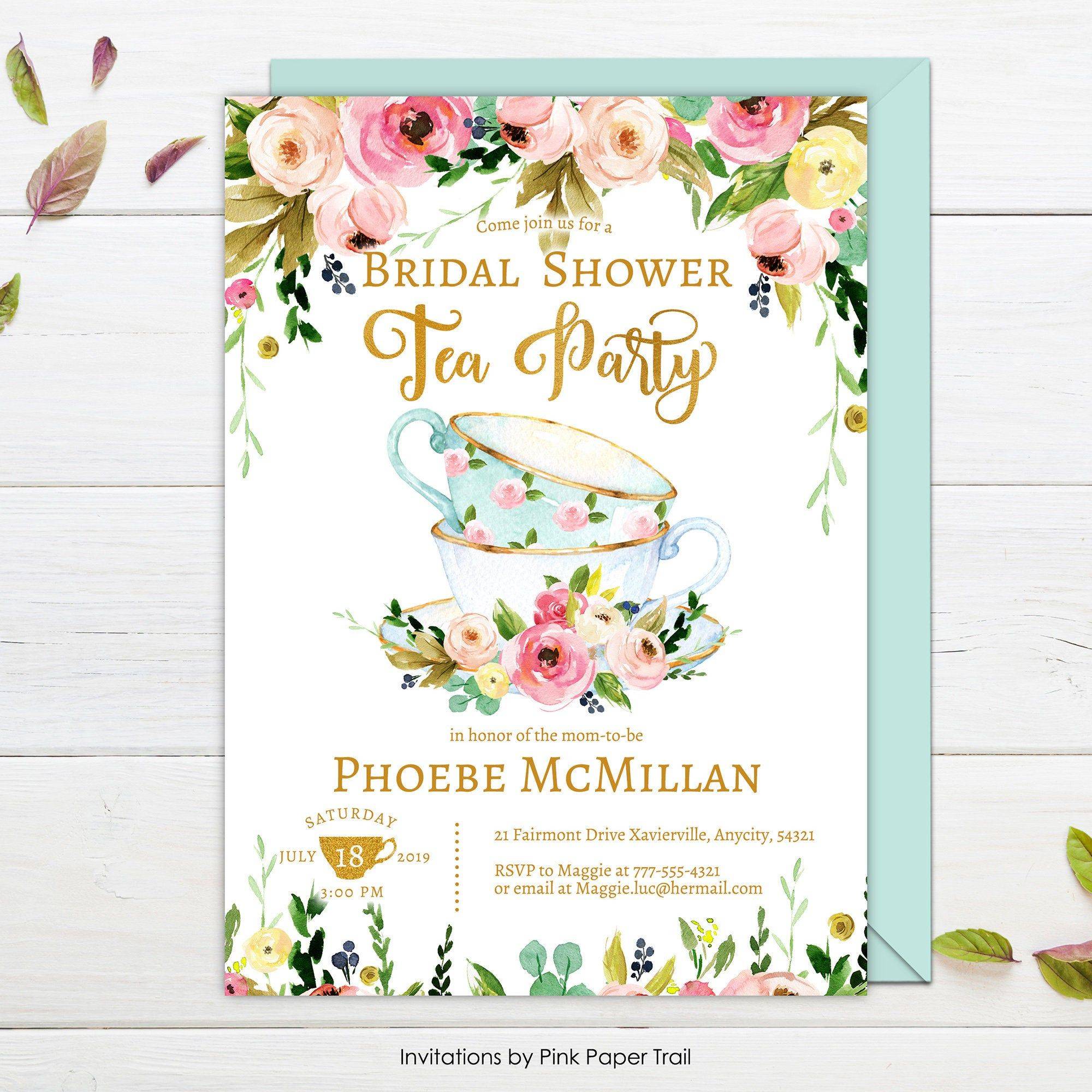 Spring Tea Party Invitation Mothers Day Tea Garden Tea