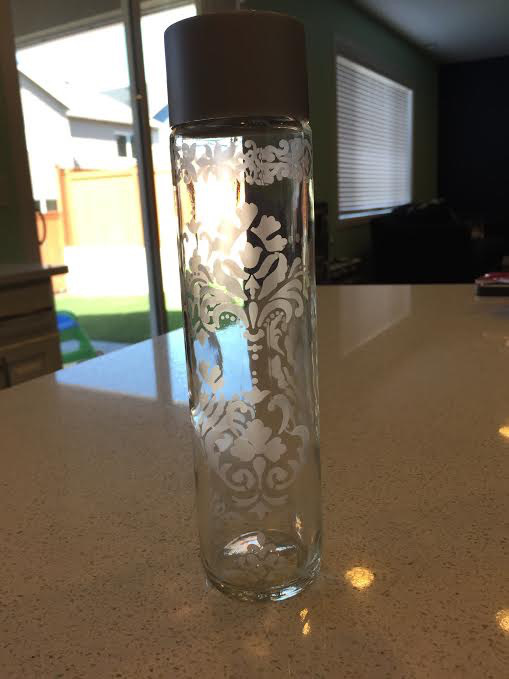 Hand Etched Glass Vase Garden Vines Design