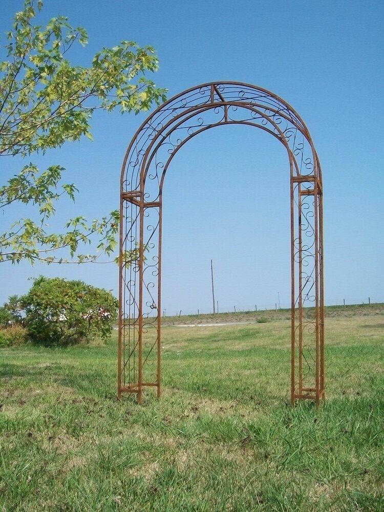 Round Obelisk Garden Trellis Wrought Iron Black Metal