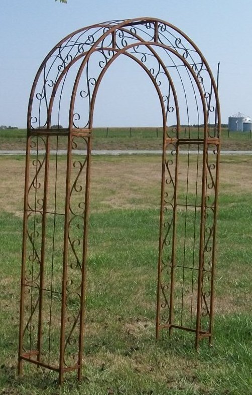 Wrought Iron Round Criss Cross Arch Metal Garden Trellis