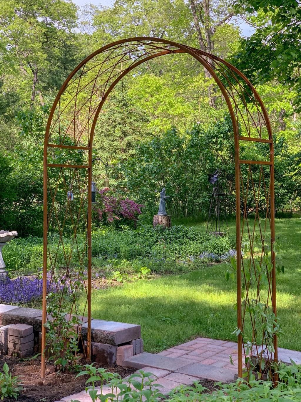 Wrought Iron Round Criss Cross Arch Metal Garden Trellis