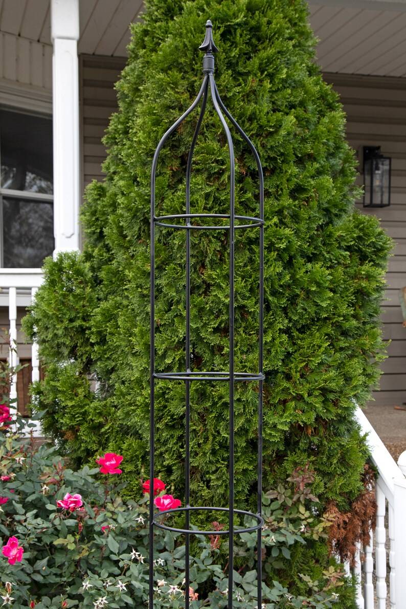 Wrought Iron Round Top Garden Trellis Double Arches