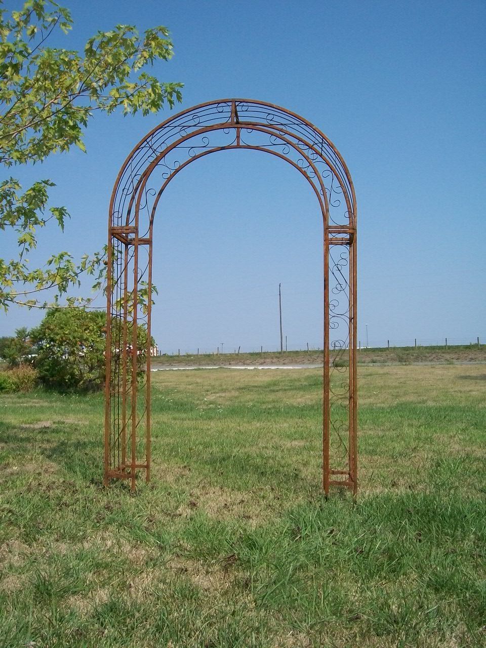 Wrought Iron Round Top Garden Trellis Double Arches