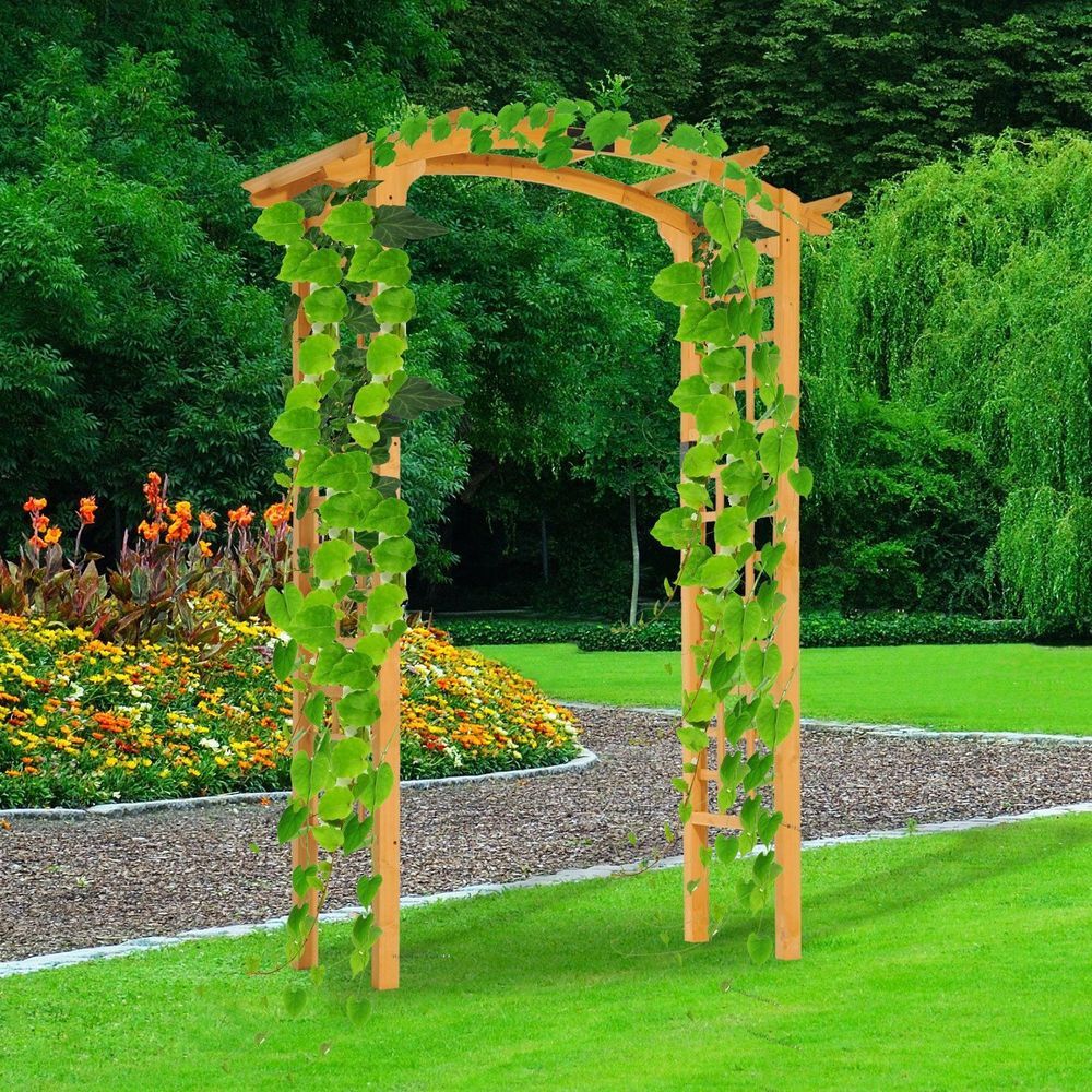 Round Top Garden Archway Natural Colour Patio Lawn Outdoor Wooden