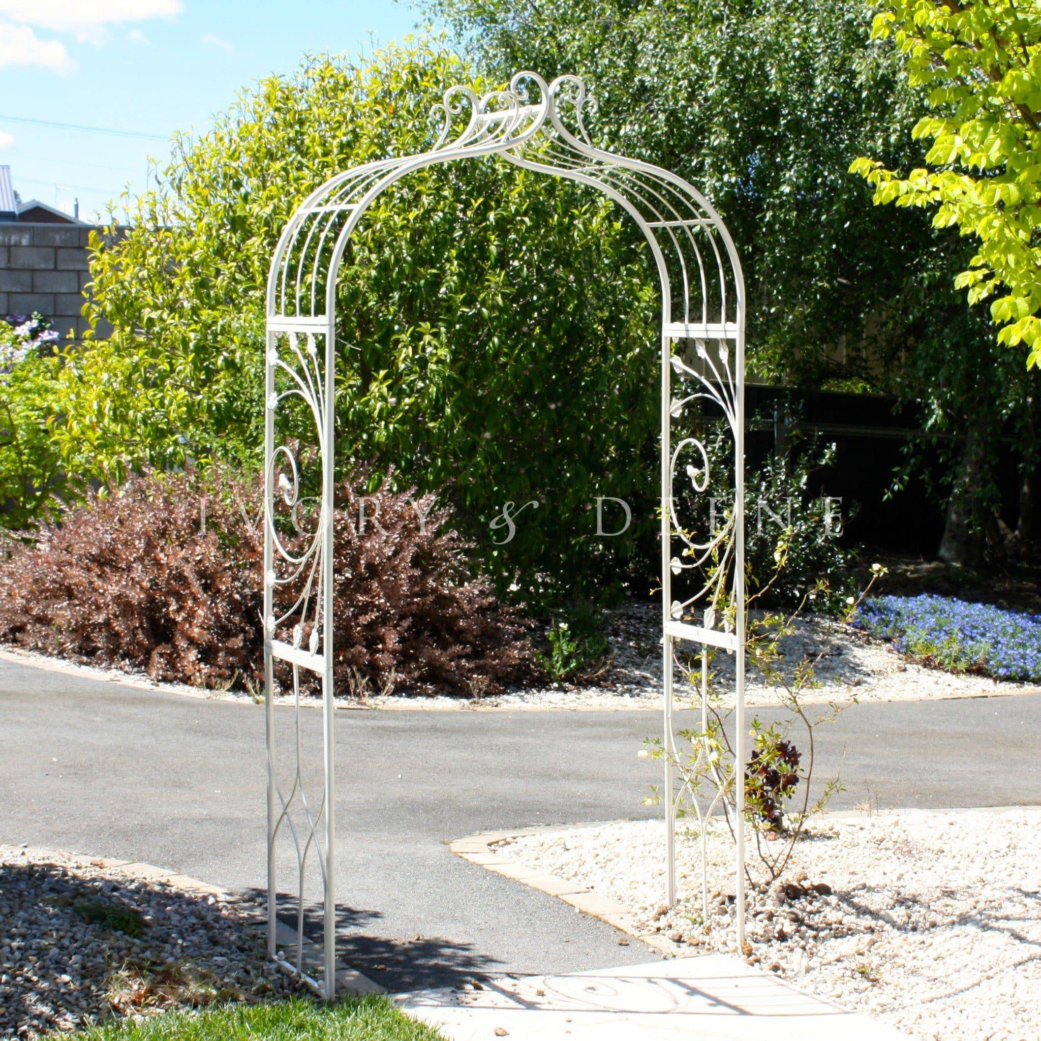 Wrought Iron Round Top Arbor Trellis Metal Garden Arch Yard Art