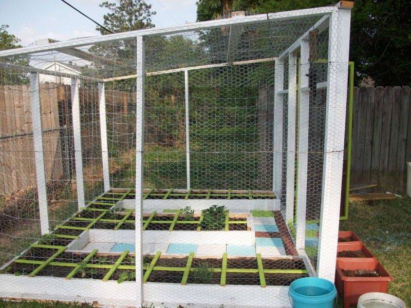 Grated Square Foot Garden Hinged Door Cage