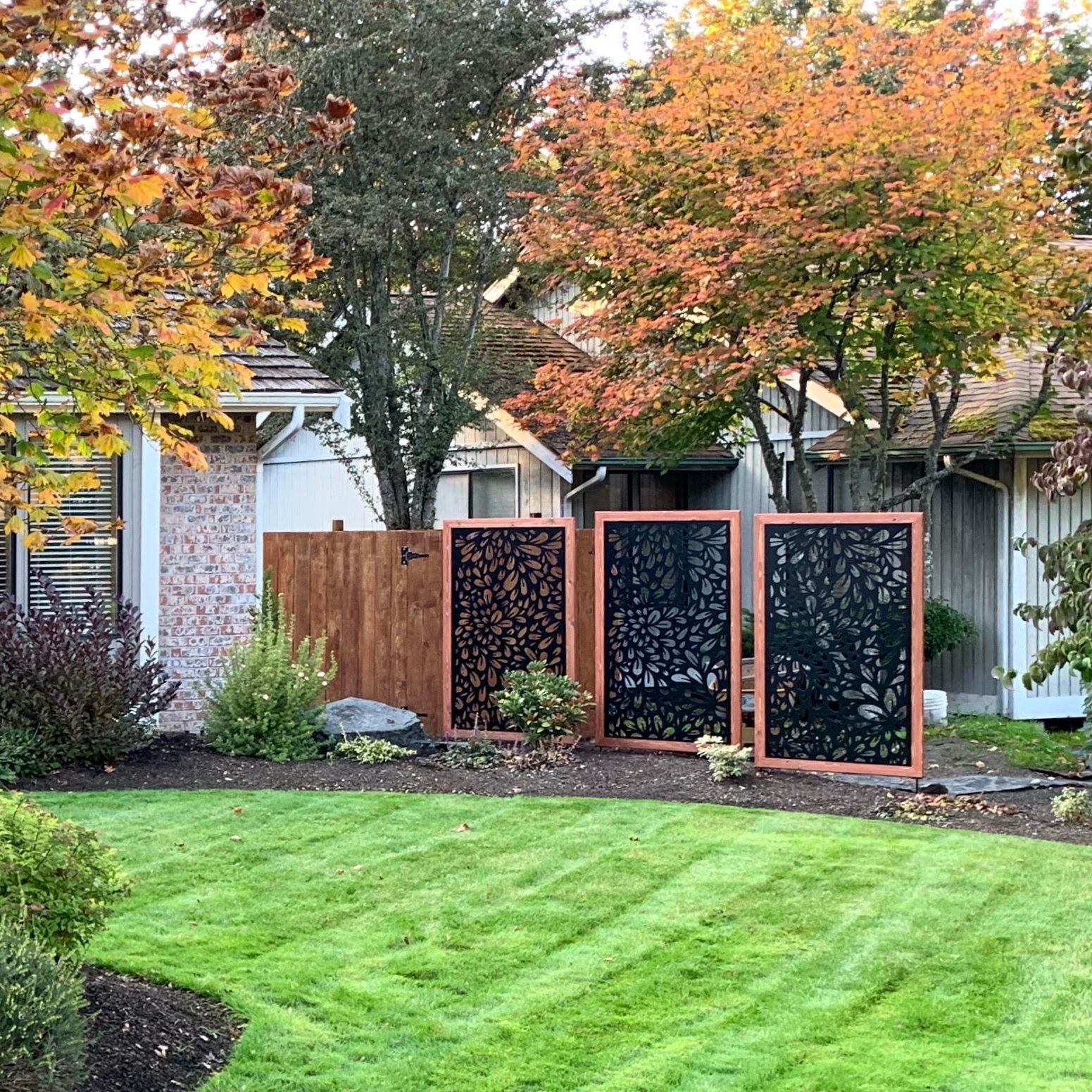 Metal Privacy Screen Decorative Panel Outdoor Garden Fence Etsy