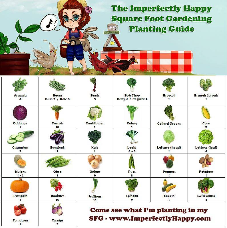 Square Foot Gardening Chart Square Foot Garden Plans