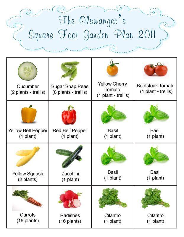 Square Foot Gardening Chart Square Foot Garden Plans